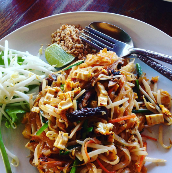 Pad Thai on White Plate