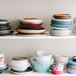 Multi Colored Dishes Stacked